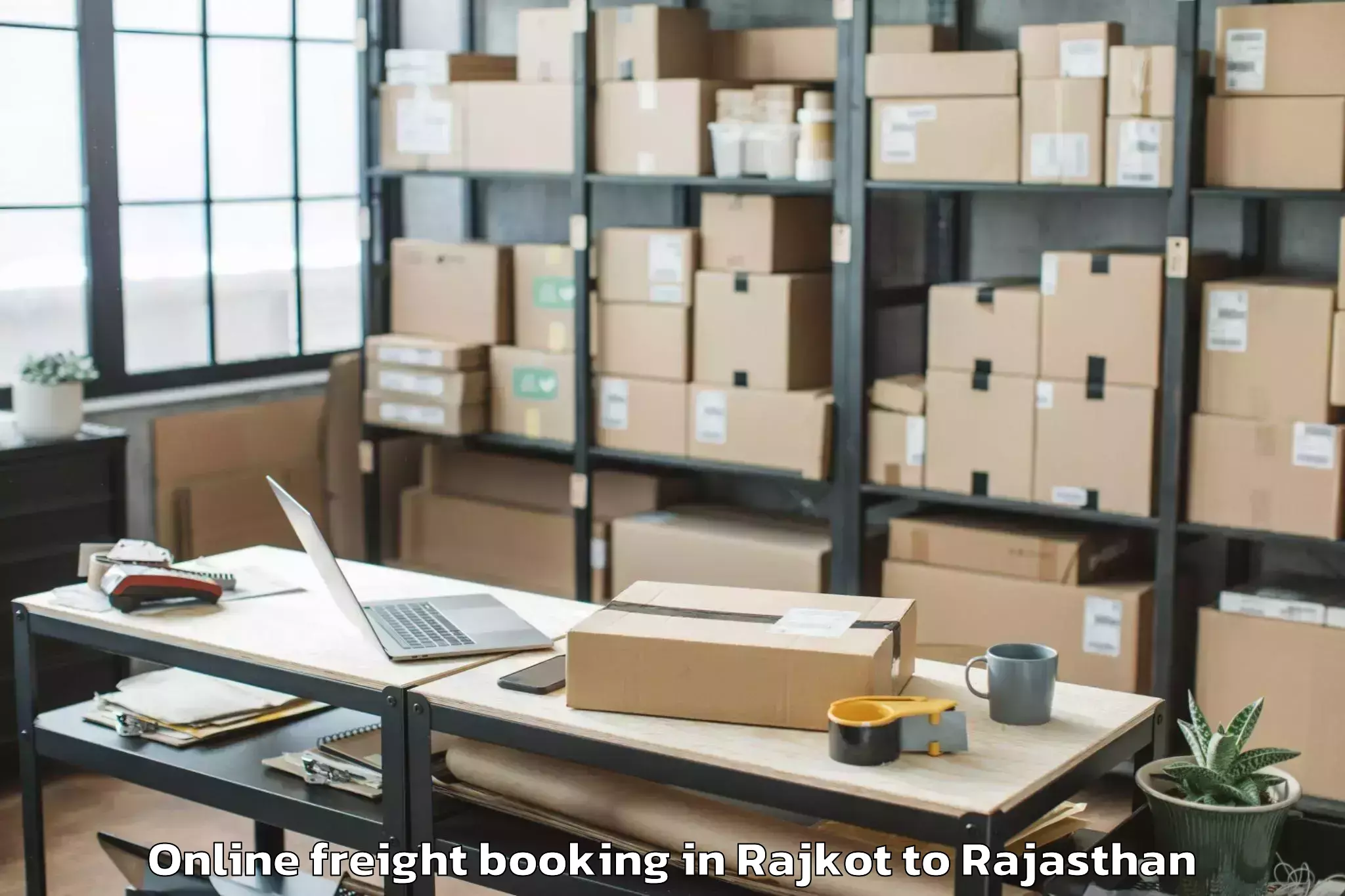 Quality Rajkot to Sangam University Bhilwara Online Freight Booking